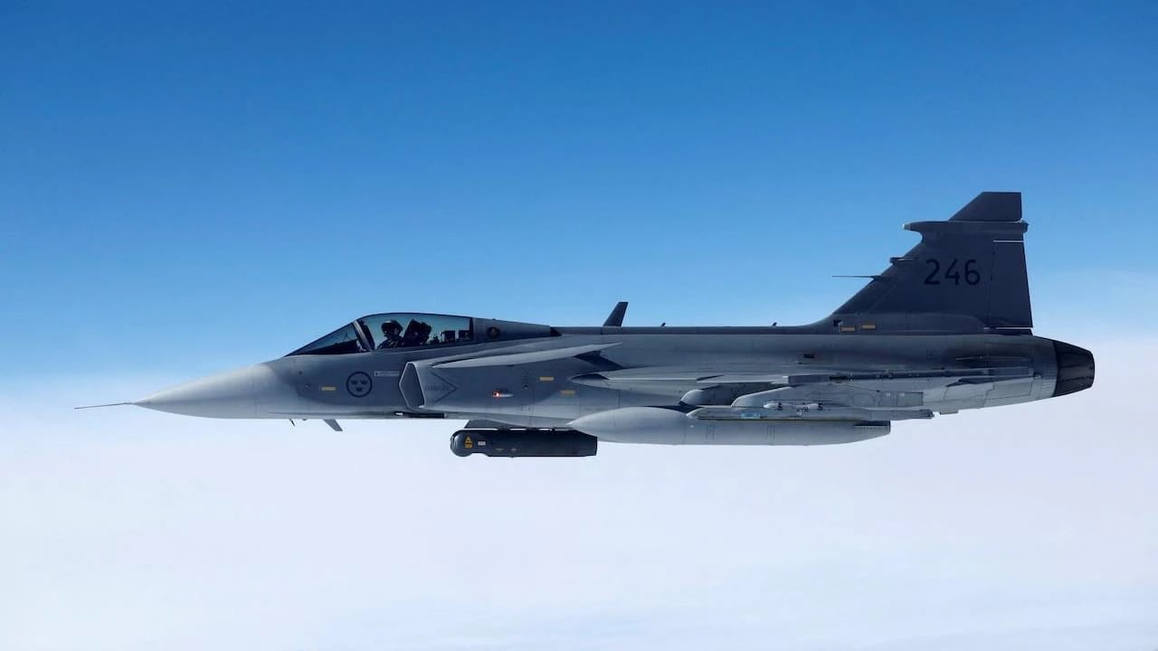 A fighter jet in the sky.